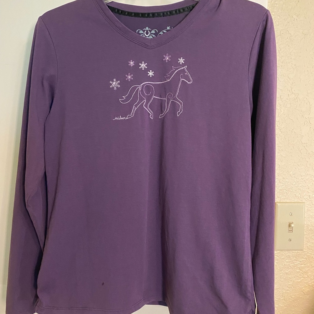 Irideon Riding Wear Purple Long Sleeve Shirt with Horse Design